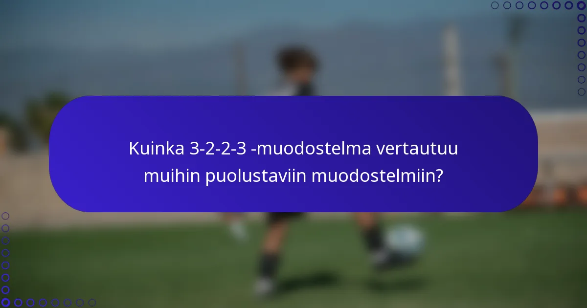 Kuinka 3-2-2-3 -muodostelma vertautuu muihin puolustaviin muodostelmiin?