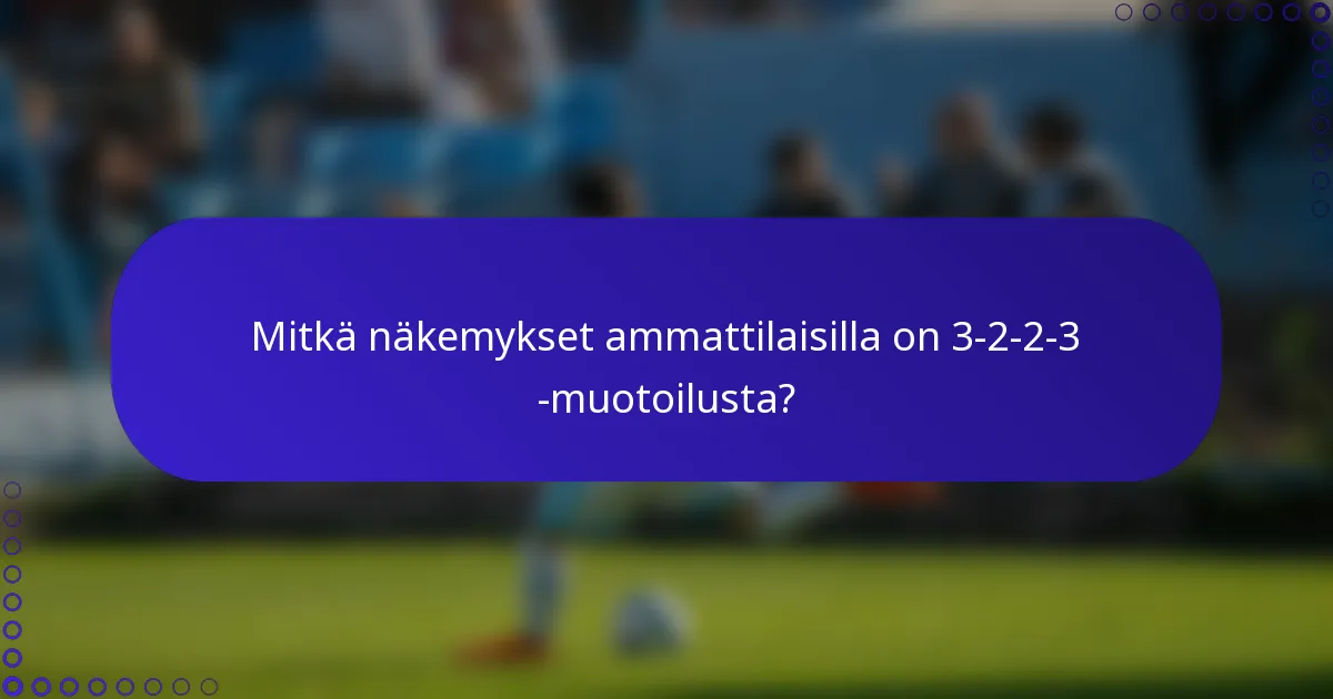 Mitkä näkemykset ammattilaisilla on 3-2-2-3 -muotoilusta?